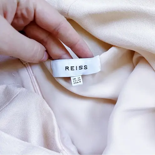 Reiss • Riana One Shoulder Bodycon Dress pink blush nude draped cocktail