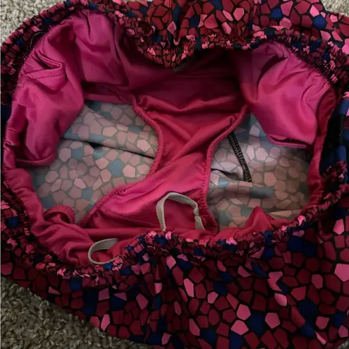 Nike  Dri Fit Pink and Blue Pebble Print Logo Shorts