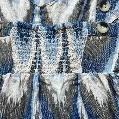 Shyanne Blue Tan Southwestern Print Cotton Mini Dress XS Country Sundress Rodeo