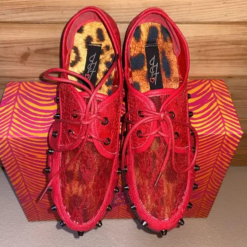 Iron fist NEW! Lovelace Your Face RED Lace Studded Platform Creepers Size 36/5