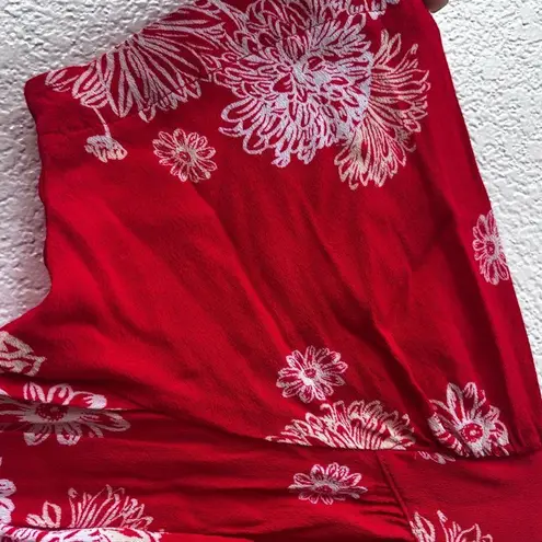 FREE PEOPLE Blue Hawaii Red Floral Print Short Sleeve Mini Dress Sz M Size M