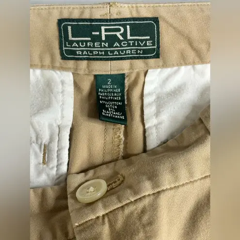 Ralph Lauren L-RL Lauren Active  Bermuda Shorts Women’s Off Beige Cuff Hem Sz 2