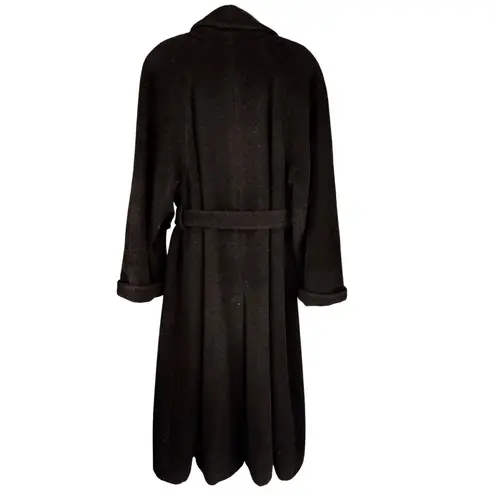 Perry Ellis 90s Y2K Vintage Black Alpaca Wool Long Sherpa Belted Trench Coat