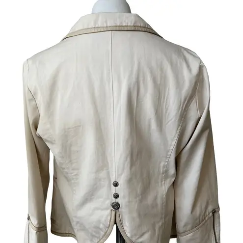 My Tribe Ivory Jacket with Leather Trim