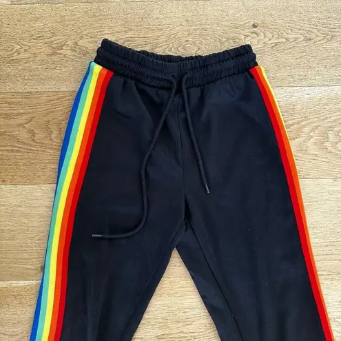 Forever 21  - Rainbow Side Stripe Joggers in Black