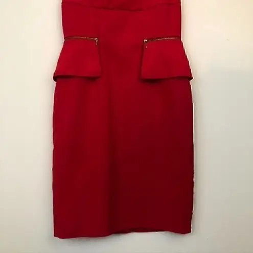 SIGNATURE LONDON STYLE Solid Bright Red Square Neck Knee Length Sheath Dress 4