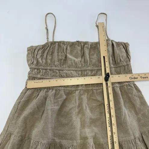 We Wore What Dress Womens Large Tan Scrunchie Linen Smocked Bodice Midi Sundress