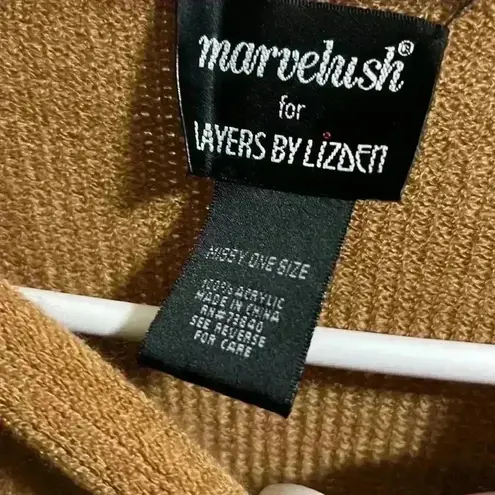 Marvelush Tan Fringe Poncho with Detachable Scarf One Size Boho Cozy Fall Layer