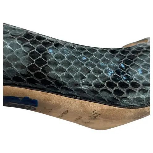Jimmy Choo Heels Womens 37.5 7.5 US Green Black Snake Python Abel Pump Stiletto - Image 12