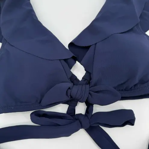 Robin Piccone Ava Bikini Top Size Extra Small NEW Ruffle Tie Swim Navy NWOT