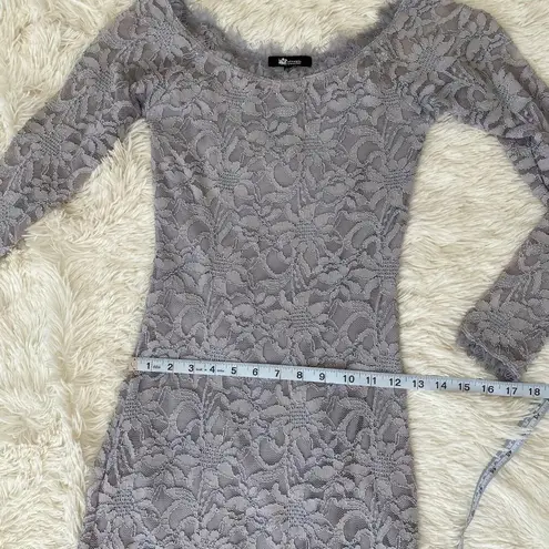 Jump Lavender Lace Long Sleeve Boatneck Bodycon Party Dress Sz 1 Juniors (XS Womens)