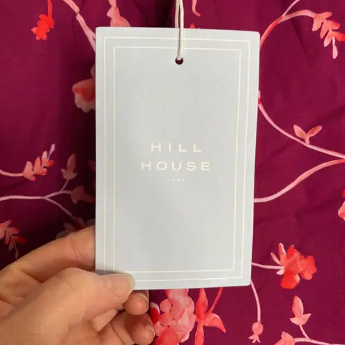 NWT Hill House The Kit Top Burgundy Botanical Floral Ruffle Sleeve Blouse S Purple