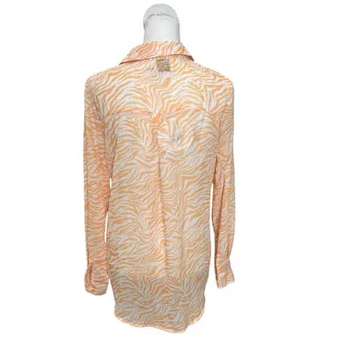 Princess Polly NWT Ziggy Shirt Zebra Print Button Down Women’s Size 4 Orange