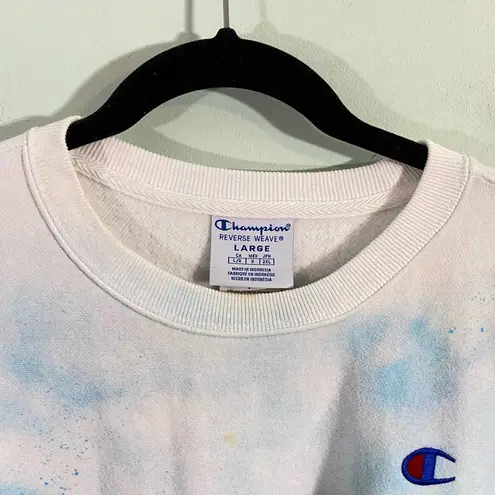 Champion  Splash Paint Cropped Fleece Lined Reverse Weave Sweatshirt Size L - Image 3
