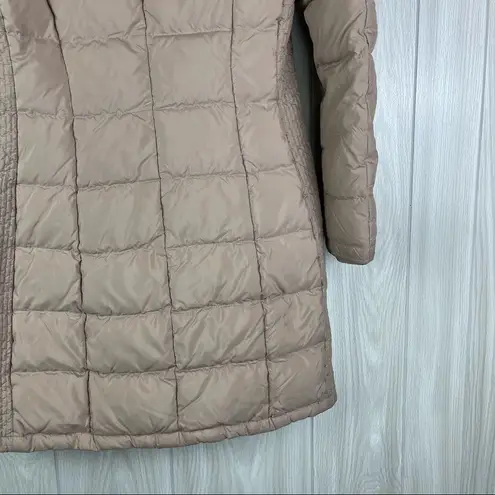 Cole Haan  Tan Faux Fur Collar Down Filled Long Line Puffer Jacket