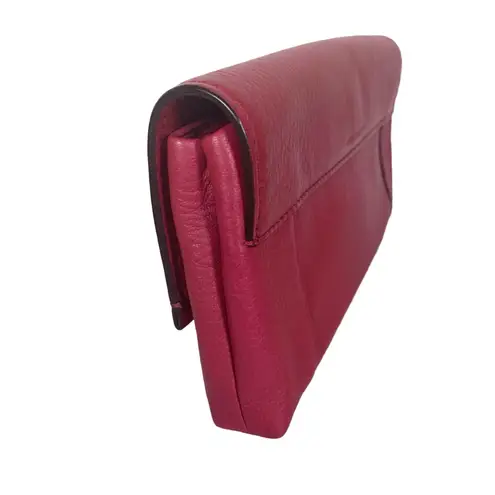 REED KRAKOFF BERRY RED LEATHER CLUTCH WITH DUST BAG Pink