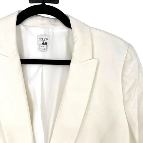 J.Crew Womens Holland White Linen Blend Notch Collar Blazer Suit Jacket Size 14
