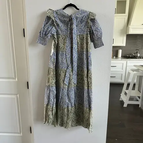 Tuckernuck HYACINTH HOUSE Green & Blue Floral Barton Midi Dress XS New