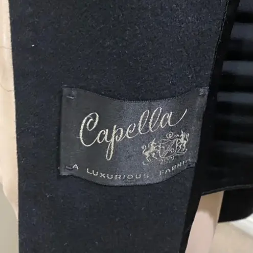 Vintage CAPELLA A Luxurious Fabric Fur Collar Black Open front Long Coat Size undefined