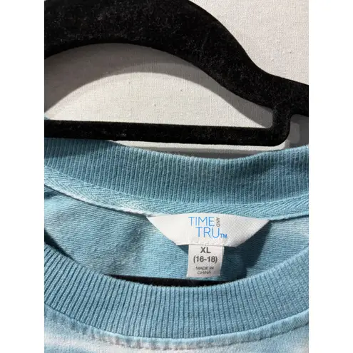 TIME AND TRU Womens Tie Dye Long Sleeve Sweatshirt Dress Crewneck Blue White XL