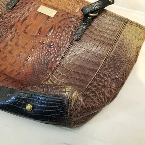 Brahmin Medium Arno Pecan Ombre Melbourne Tote Crocodile Embossed Leather Purse