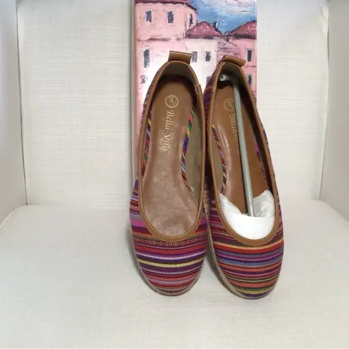 Bella Vita Women's Size 7N  NWB Multi-Color Striped Fabric Slip On Loafers