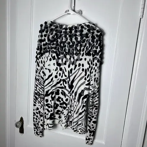 Boston Proper Vintage Y2K Zebra Bauble Slouchy V-neck Cardigan Women's Small