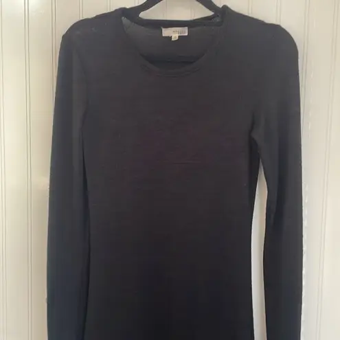 Wilfred Free Aritzia Black Bodycon Midi Sweater Dress Long Sleeve Curved Hem XS