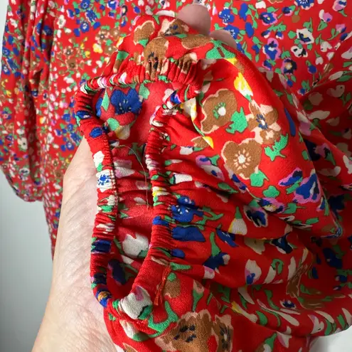 Carolina belle Montreal Floral Blouse 3/4 Elastic Sleeve, V-neck w/tie Size 1X