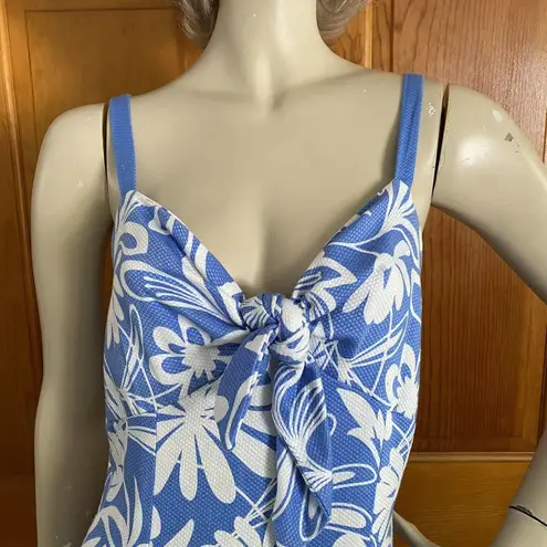 Handmade Vintage Blue & White Floral A-Line Knotted Bodice Sun Dress XS/S