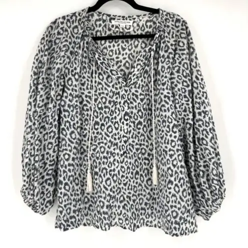 Emerson Fry India Collection Bardot Womens Organic Leopard Top Charcoal Size XS Gray