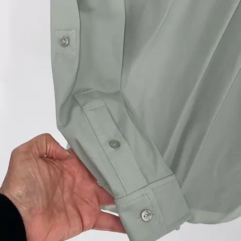 Lysse Womens Oversized Solid Button Down Short Sleeve Shirt Mint XS NWT