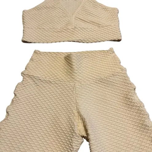 Booty By Brabants Creamy Yellow Two Piece Workout Set Athletic Size Small Womens