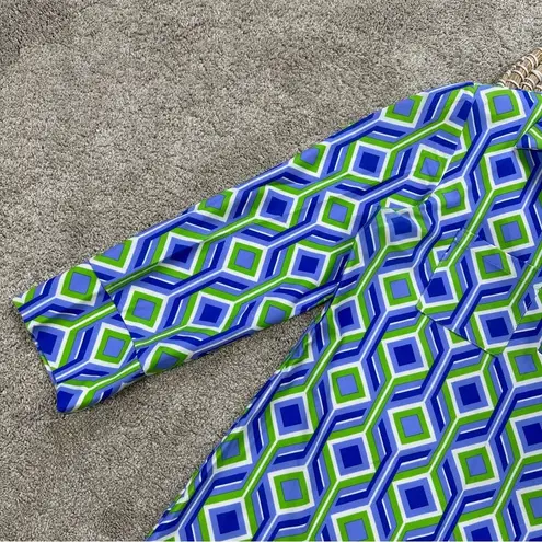 Jude Connally Marlowe Trellis Cobalt Kelly Dress Collared 3/4 Sleeve Preppy S Blue - Image 6