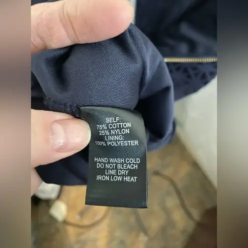 Lulus   SZ small Navy Blue‎ Floral Crochet Lace Short Sleeve Mini Dress