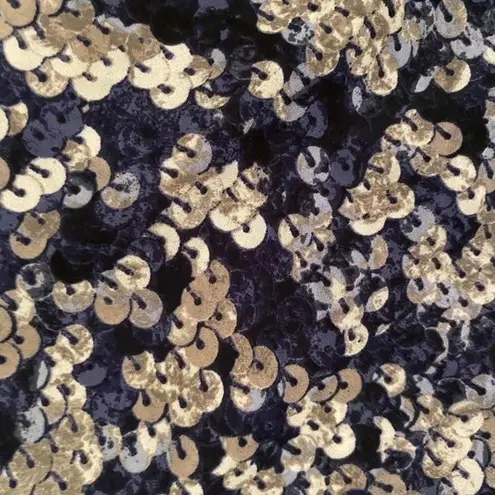 Juicy Couture  sequin print long sleeve cutout top‎ blue silver size L