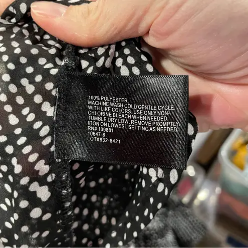 East 5th Cute Vintage Y2K polka dot crinkle ruffle sheer button front blouse whimsigoth