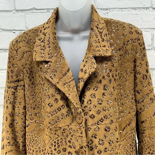 Essential Vintage s by Milano Faux Fur leopard Print Blazer Jacket Size L