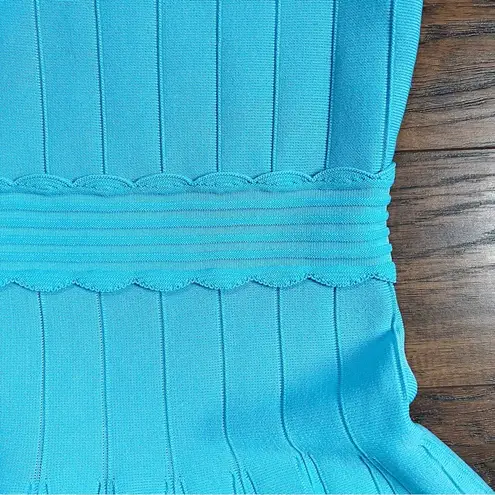 Shoshanna • Jonetta Knit Dress fit & flare turquoise scallop hem scoop neck