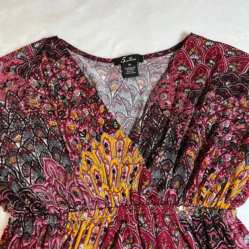 5th & Love V-Neck Paisley Floral Paisley Baby Doll Dress Size Medium Knee Length