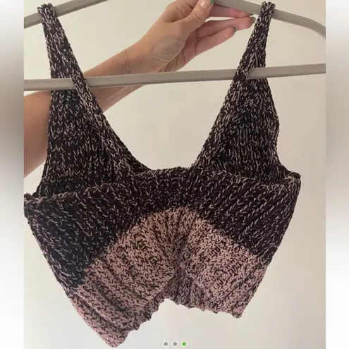 Free People  brown pink knit tank top bralette crop