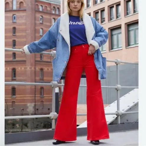 Wrangler  - High-Rise Red Corduroy Flare Pants size 32 X 32 - Image 3