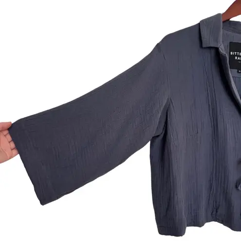 Bitte Kai Rand Double Weave Short Jacket Medium Gray Gauzy Asymmetrical Tie