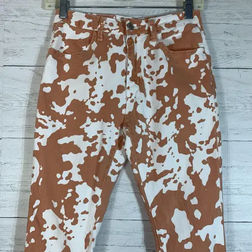 Sunland 17 high rise cowhide flare with frayed hem jeans size Small