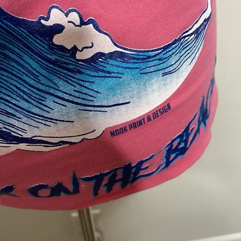 Mook Print & Design Beach Ocean Wave Flexed AF Racerback Tank on the beach Sz S Pink