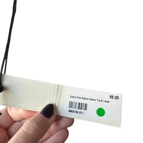 Sweet Cherry Pie Blouse NWT Quirky Blue Size L