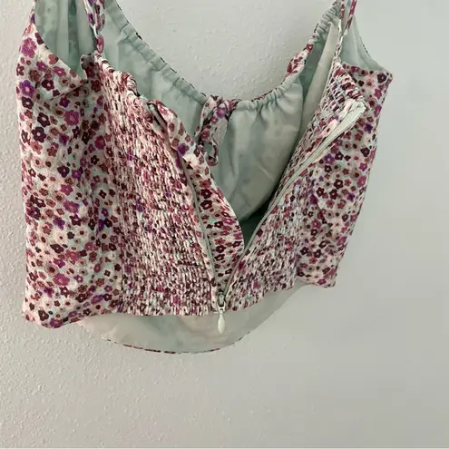 ARITZIA Sunday Best floral smocked milkmade crop top size extra small Purple