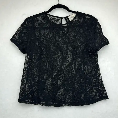 Pen Paper black lace pull over blouse