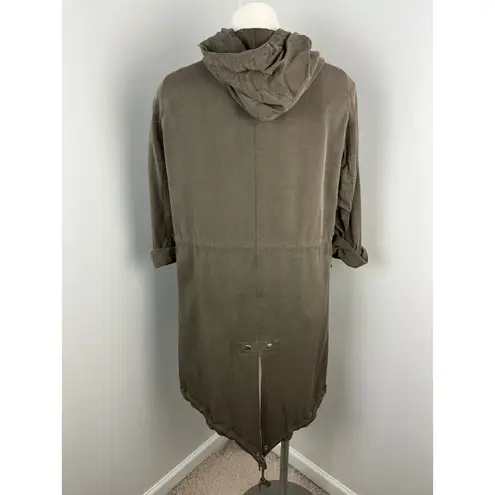 All Saints Portere Draped Hooded Parka in Army Green 4
