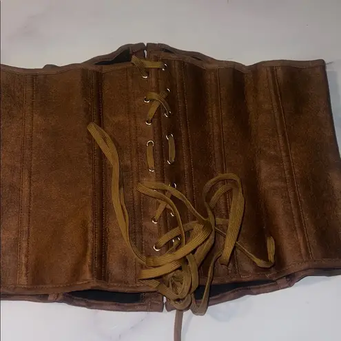 Womens Sexy Satin Vintage Underbust Waist Training Corset Bustier XL Brown Size M